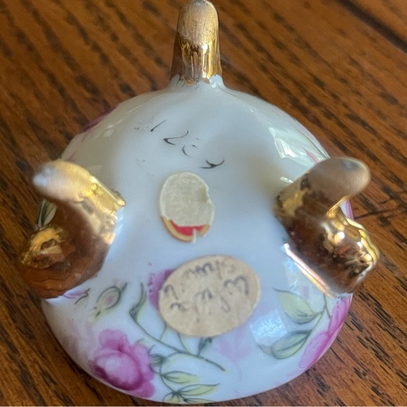 Vintage Lefton Rose Chintz Footed Trinket Box 1239 Jewelry Trinket Box - Picture 10 of 11